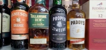 Store display of assorted alcoholic beverages