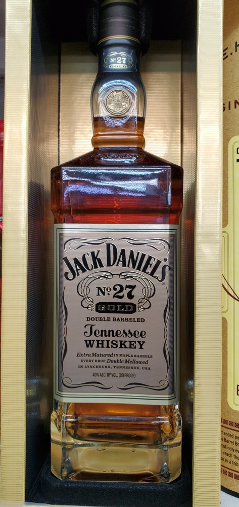 Premium liquor bottles showcased in the store
